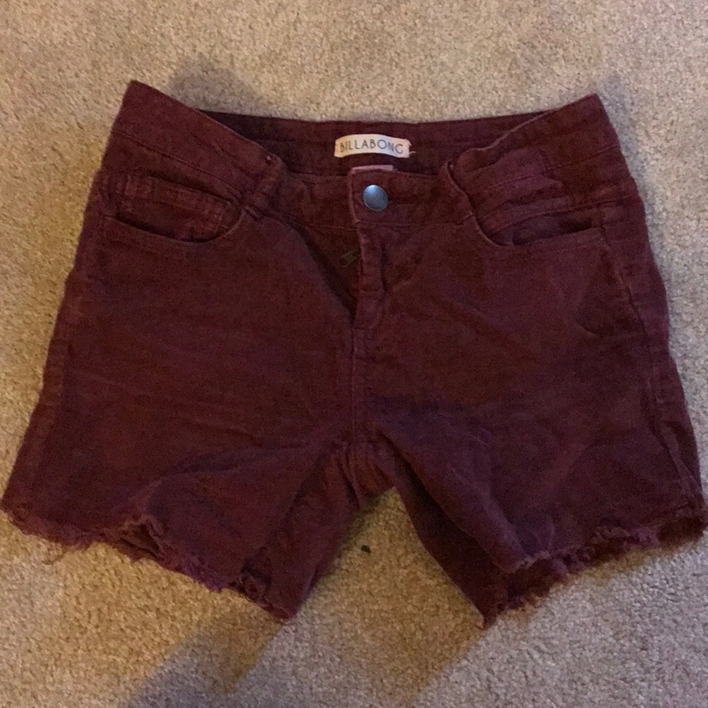 Maroon cutoff shorts